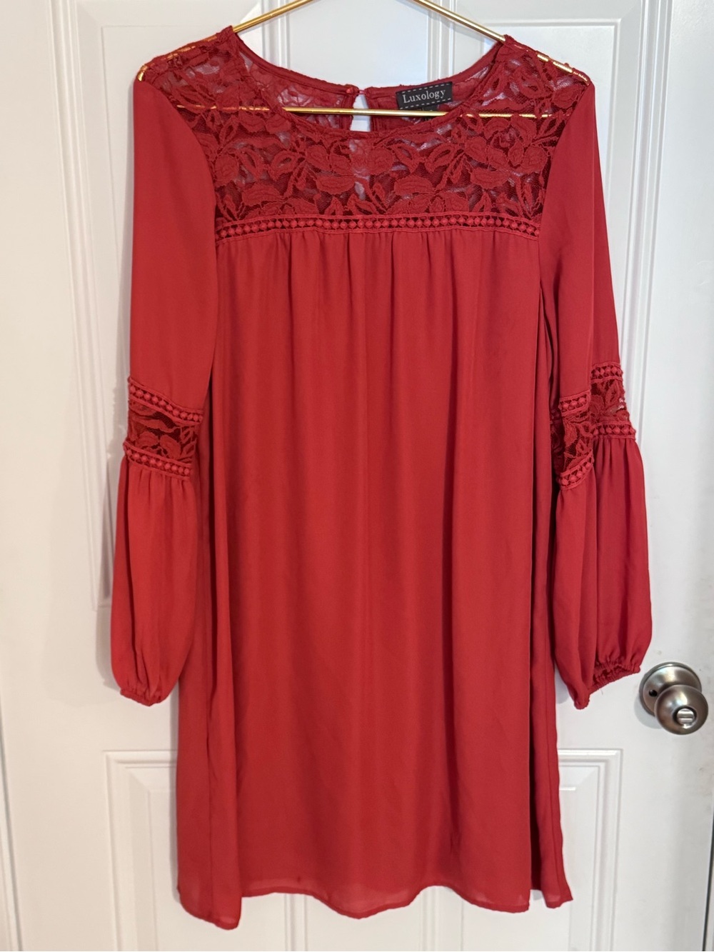 Peplum Sleeve Red Midi Dress Renaissance Festival Boho Cottagecore Lace Sz 10 M